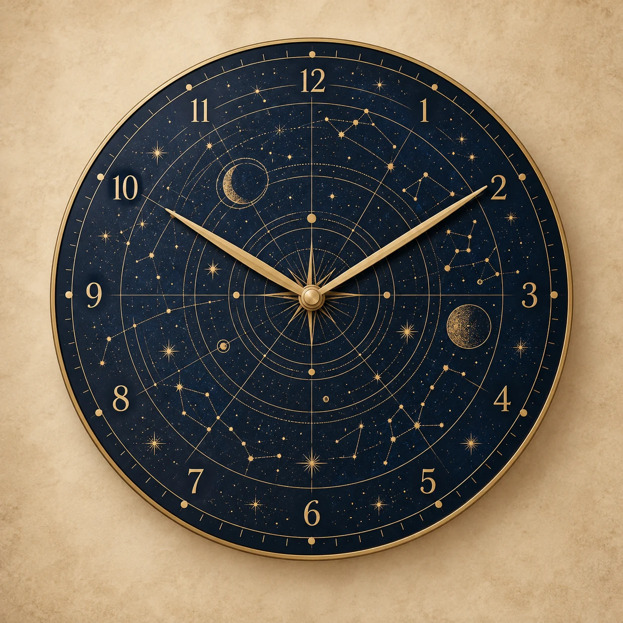 Astral Map Clock — Midnight / Brass