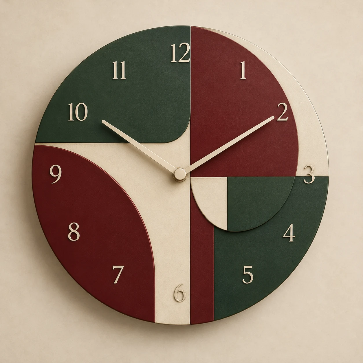 Equinox Composition Clock — Green / Burgundy / Ivory