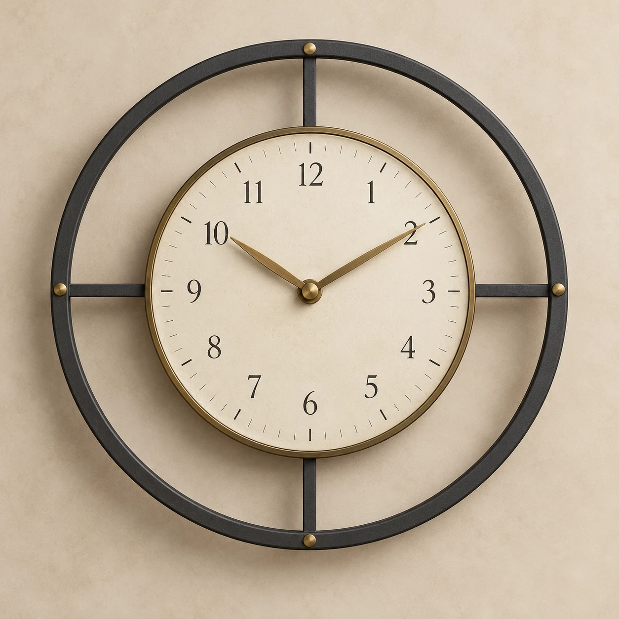 Observatory Ring Clock — Charcoal / Brass