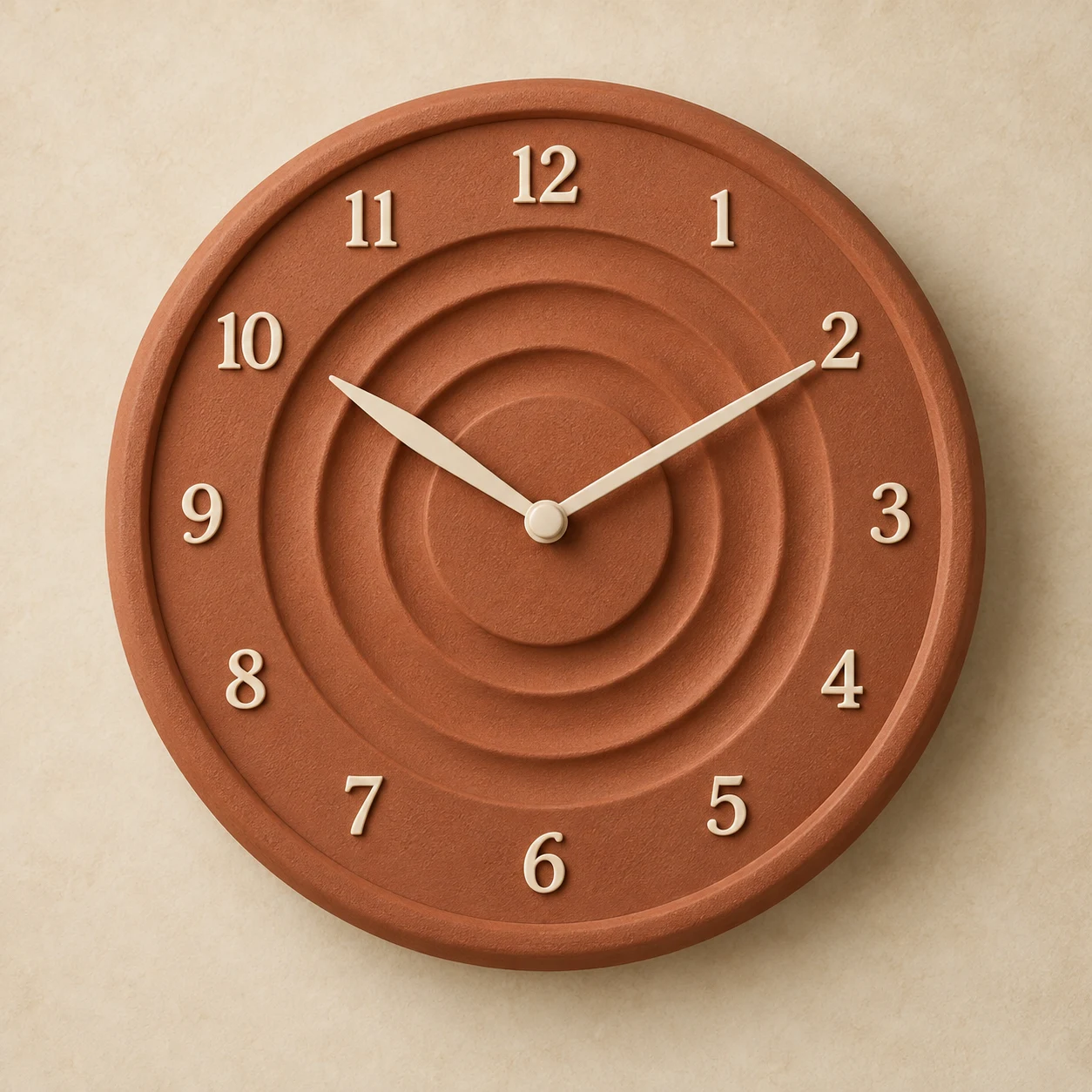 Terracotta Relief Clock — Terracotta / Cream